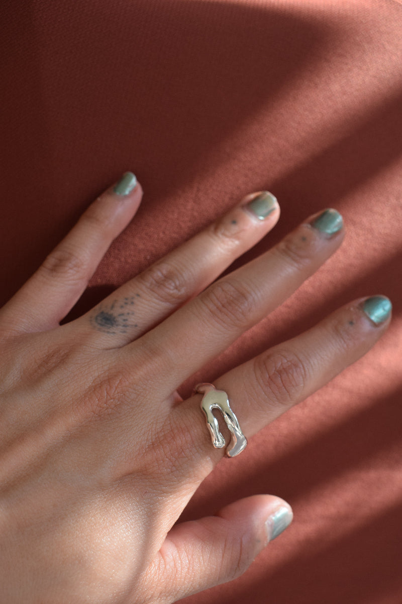 Drippy silver ring 925 sterling silver